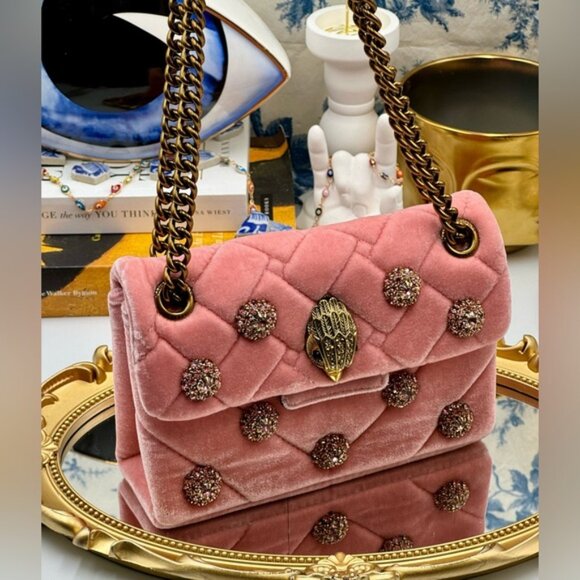 🆕 KURT GEIGER LONDON 🧿 NWOT Kensington Mini Embellished Velvet Crossbody, Pink - Picture 3 of 16